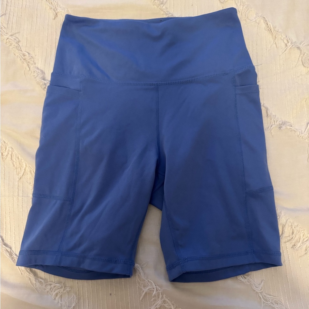 Blue Athletic Shorts with High-Rise Waistband